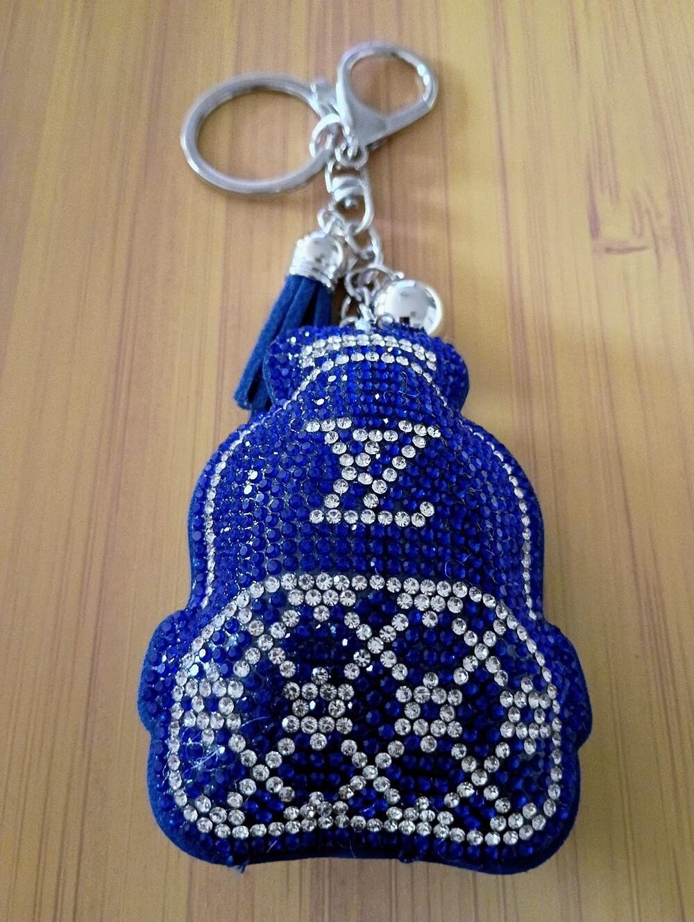 New Blue & Rhinestones Backpack Keychain Charm - Picture 1 of 3